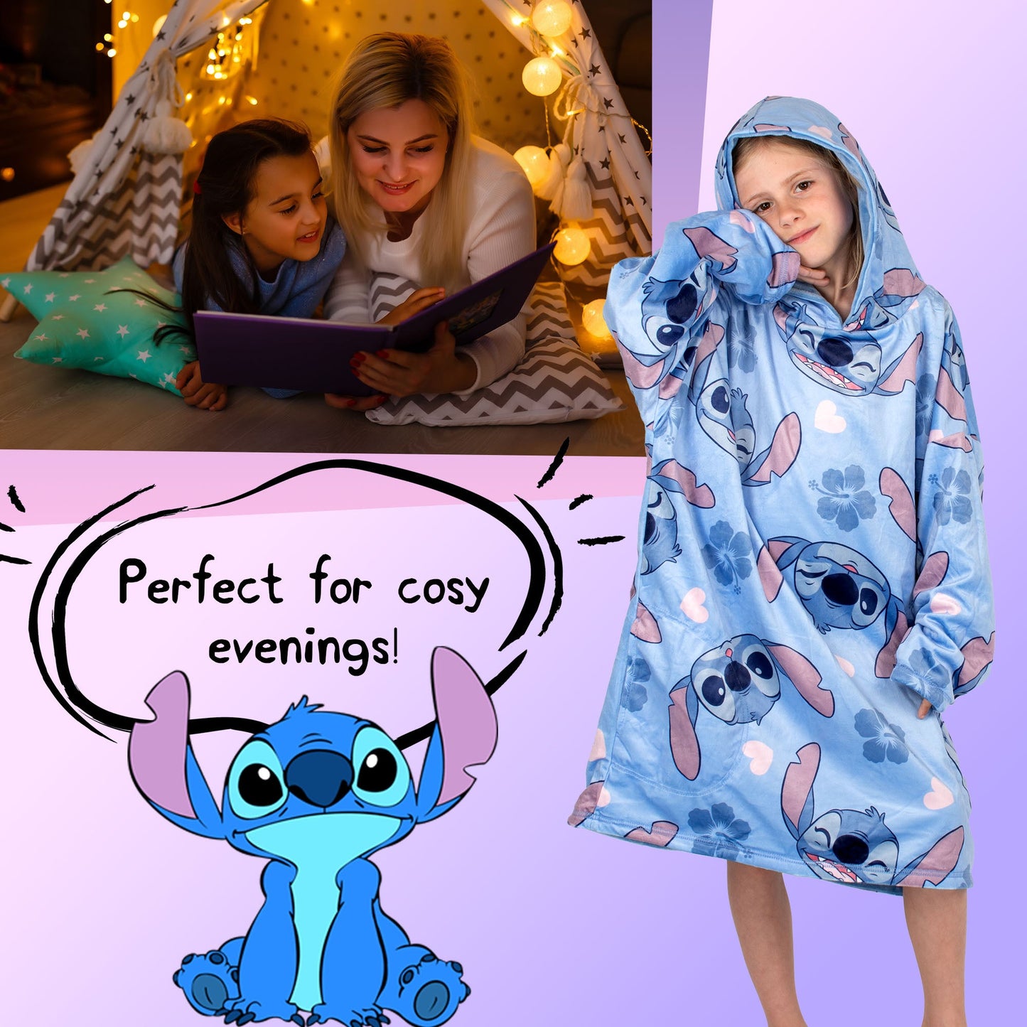 Disney Stitch Oversized Sweat à capuche Couverture -bleu