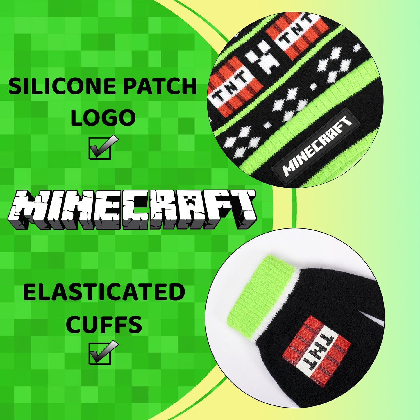 Minecraft Hat & Gloves Set – noir TNT