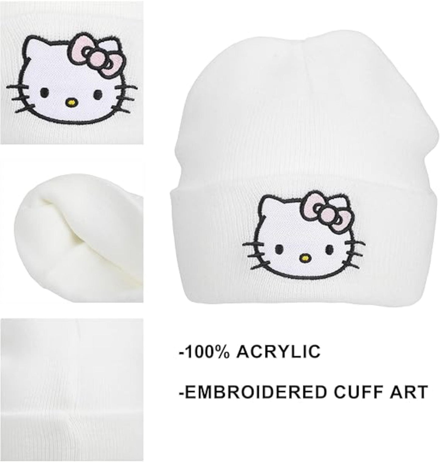 Bonnet blanc Hello Kitty avec logo