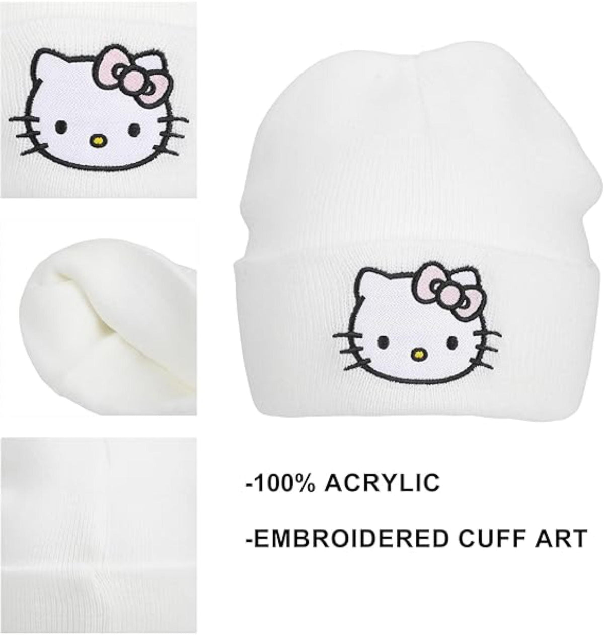 Bonnet blanc Hello Kitty avec logo