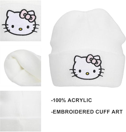 Bonnet blanc Hello Kitty avec logo