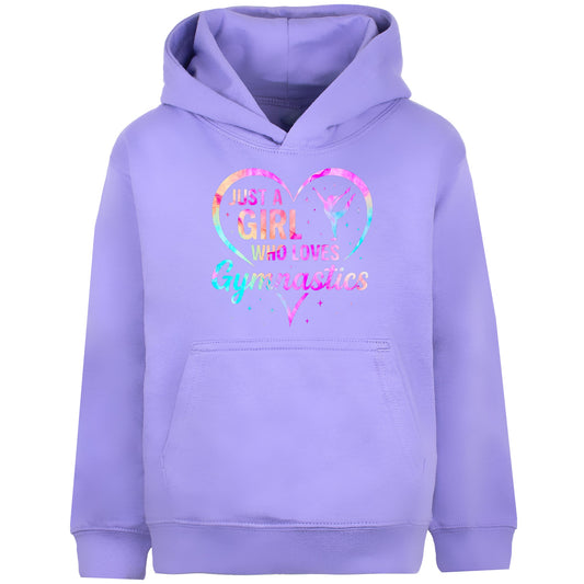 Fringoo Gymnastic Sweat à capuche for enfant Cotton Rich Soft Hooded Sweatshirt- Love Gymnastic violet