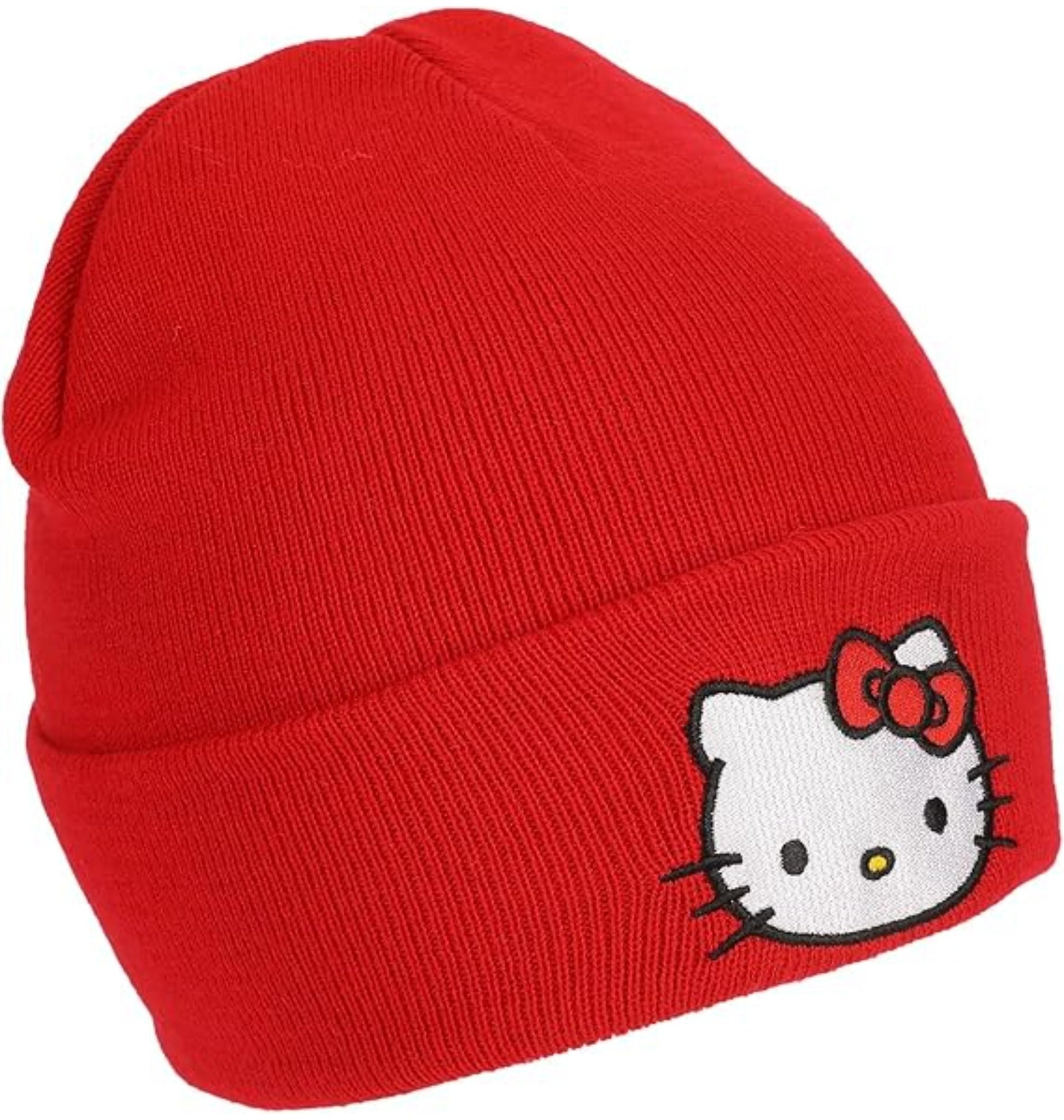 Bonnet rouge Hello Kitty en maille acrylique