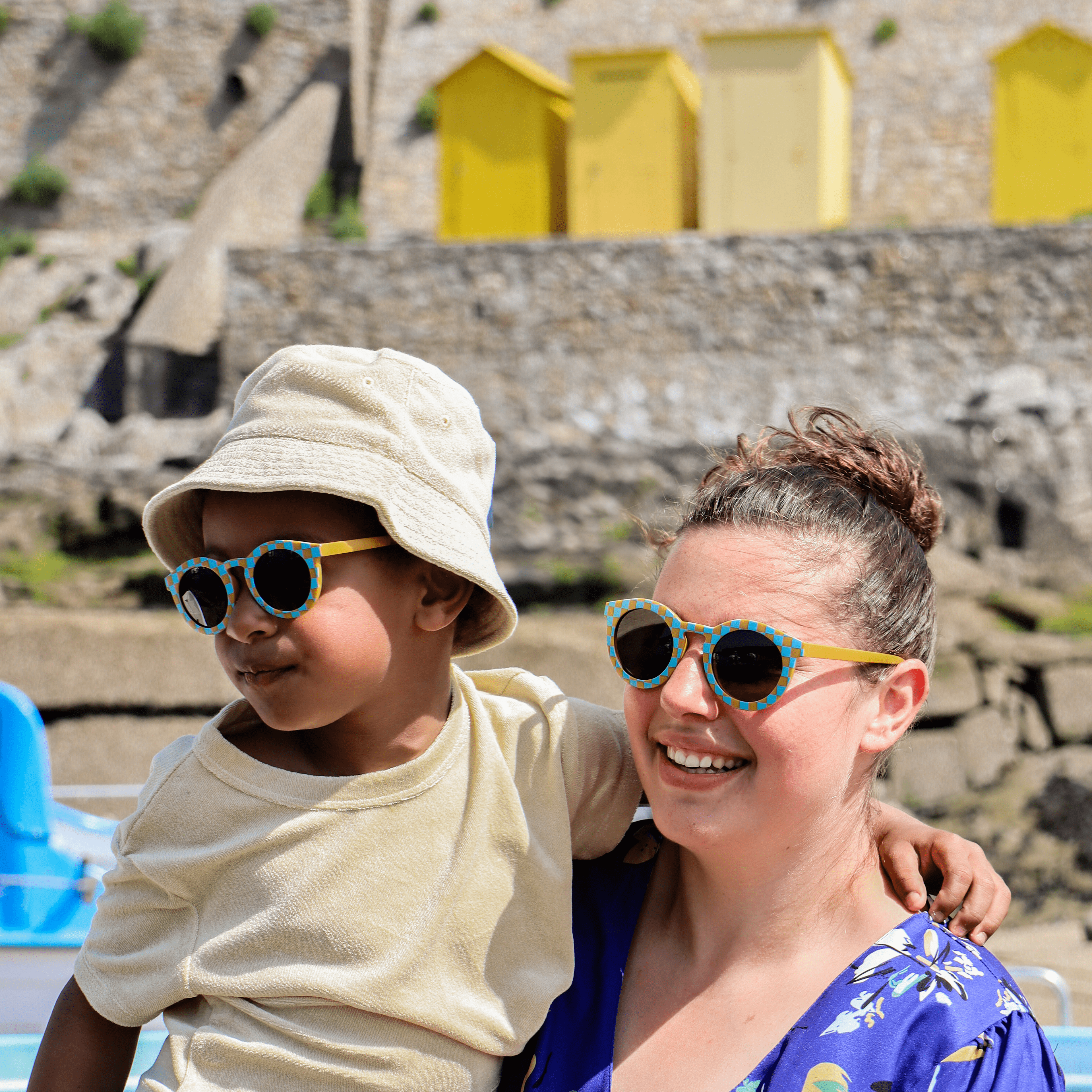 Lunettes de soleil Adulte Hop'Pop – Matchy Vichy Bleu Imparfait