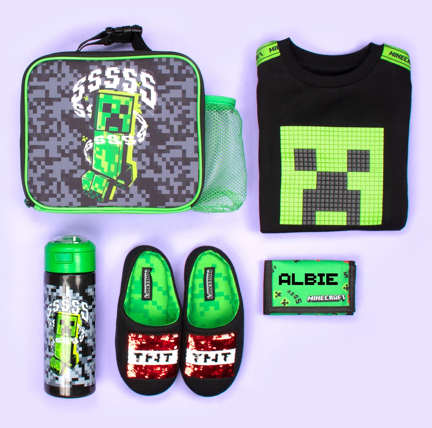 Minecraft Sac repas with Mesh Pocket – gris Pixel Creeper