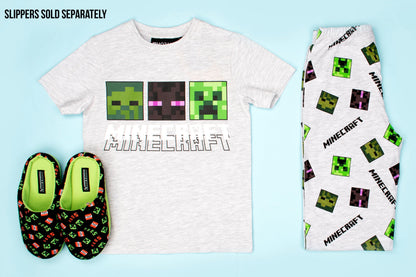 Minecraft Pyjama Short Sleeve – gris & vert