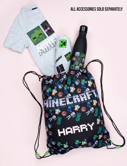 Minecraft Pyjama Short Sleeve – gris & vert