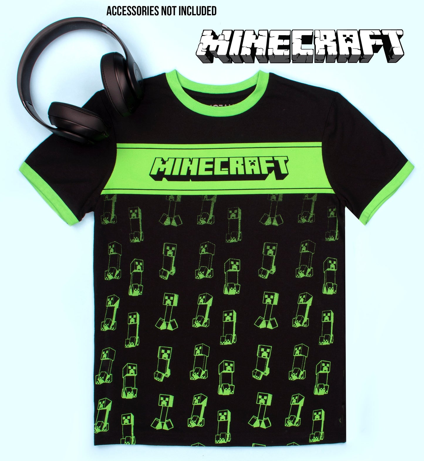 Minecraft Creeper T Shirt – noir & vert