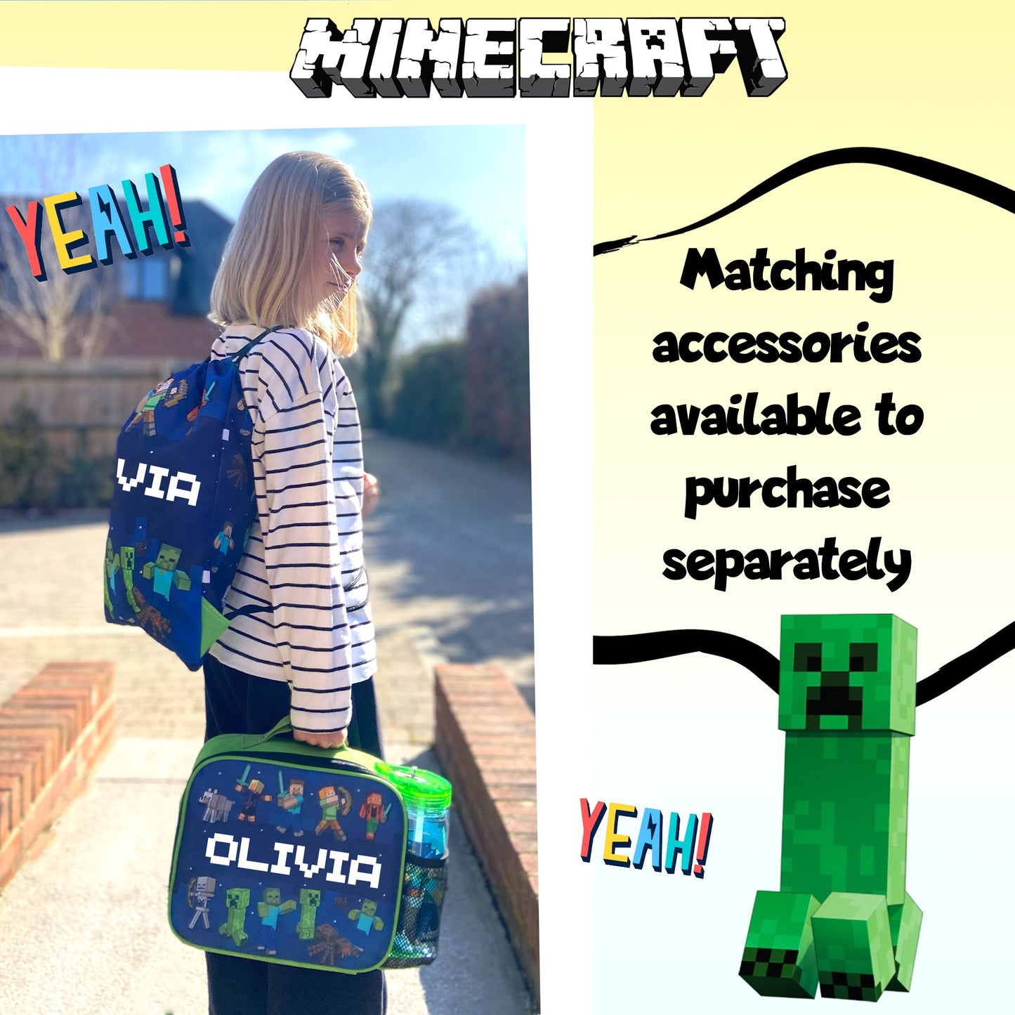 Sac repas – Minecraft bleu