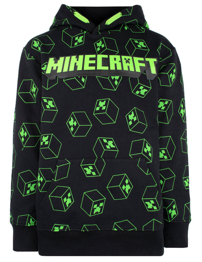 Minecraft Creeper Pattern Sweat à capuche – noir