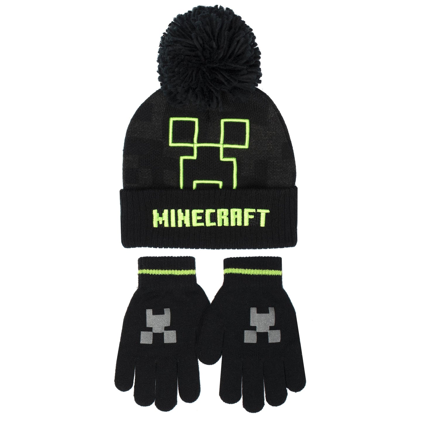 Minecraft Hat & Gloves Set – gris Creeper