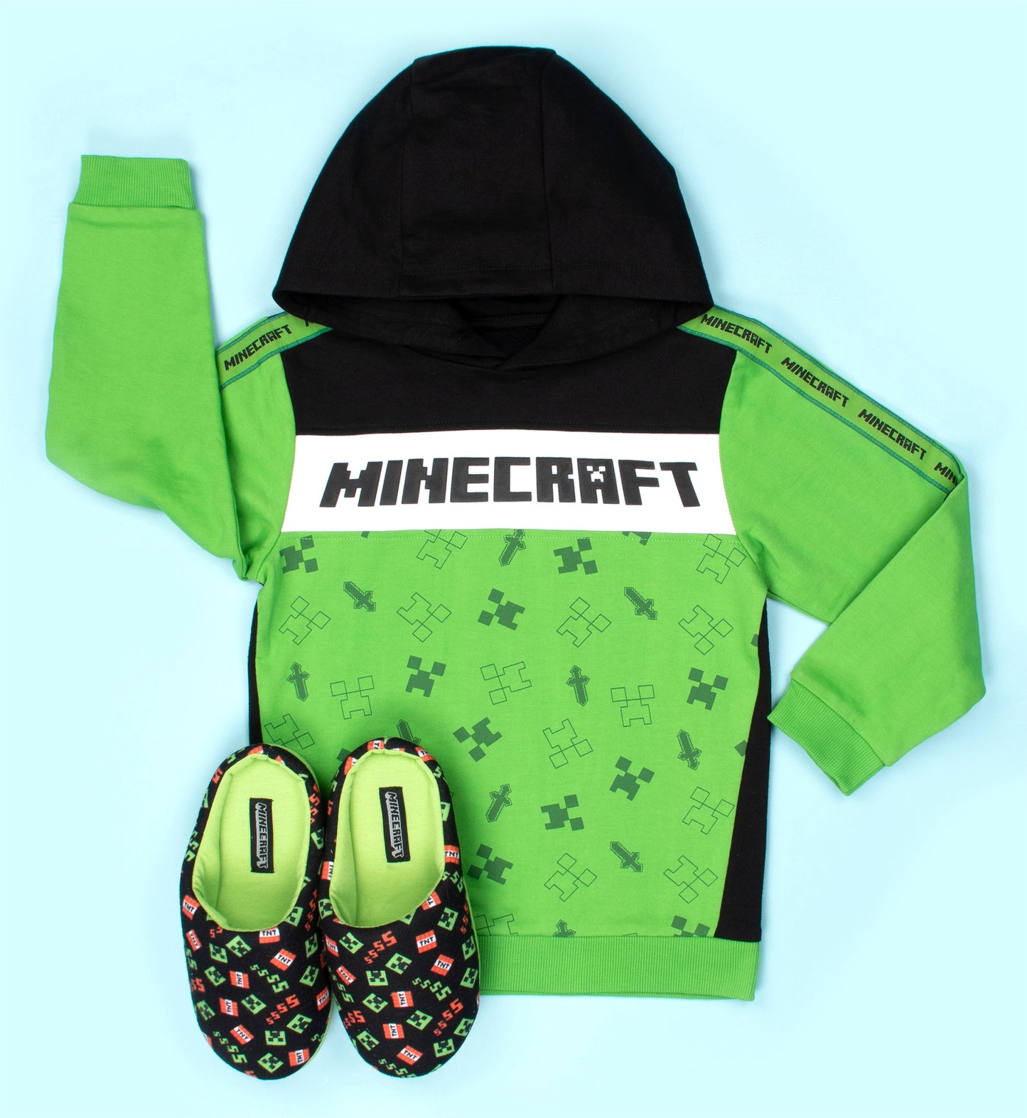 Minecraft Sweat à capuche – vert/noir