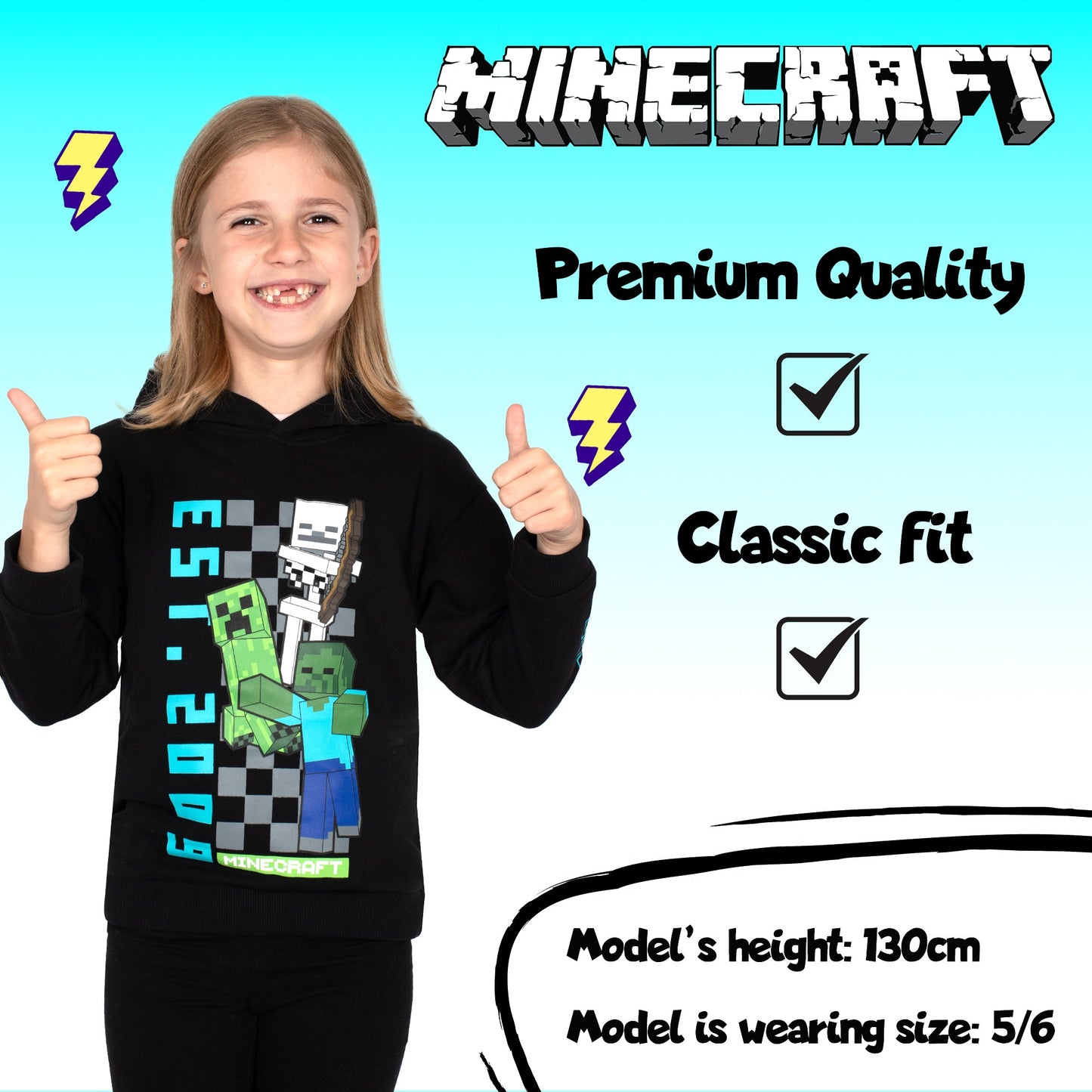 Minecraft garçon Sweat à capuche with Kangaroo Pocket 100% Cotton