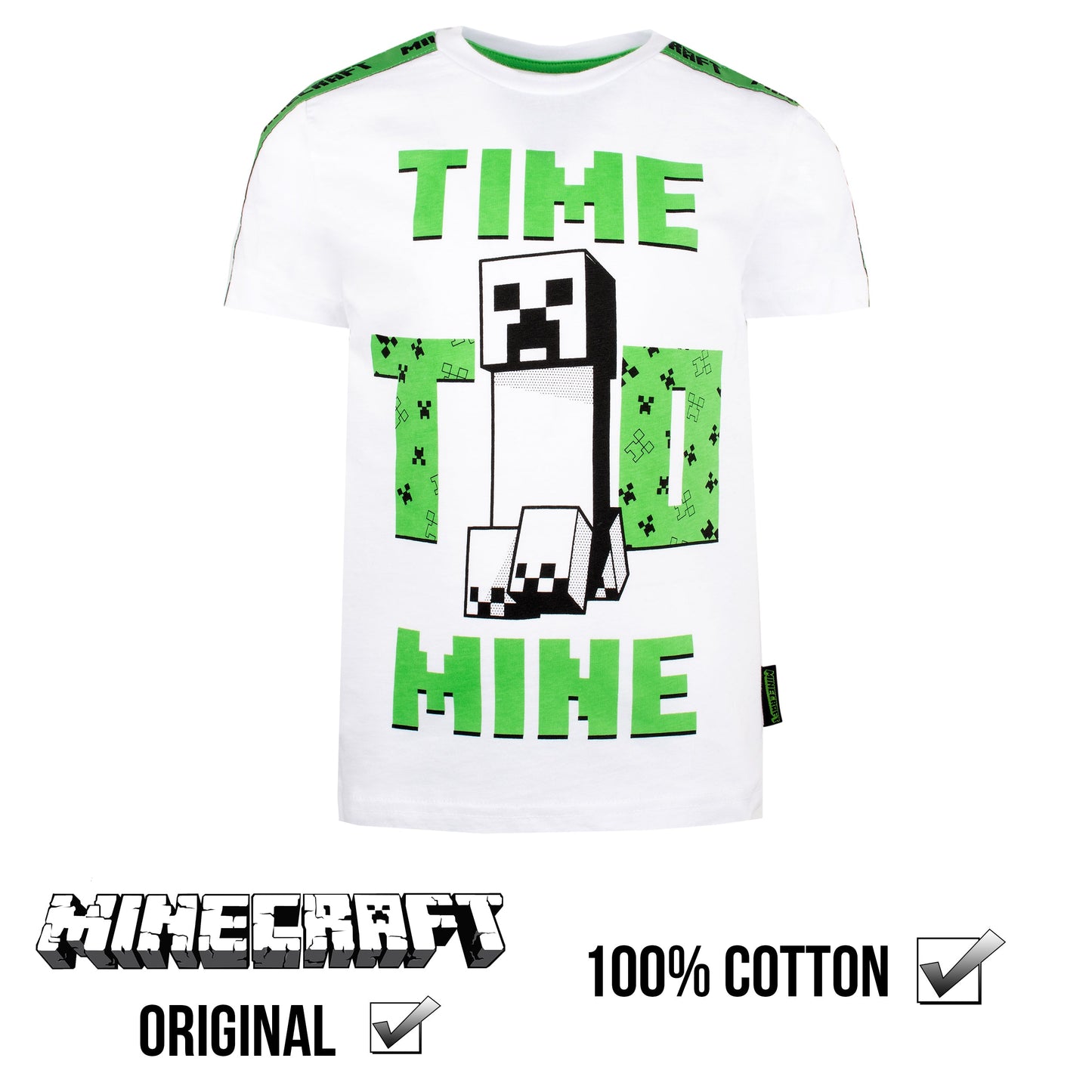 Minecraft 'Time to Mine' T Shirt – blanc