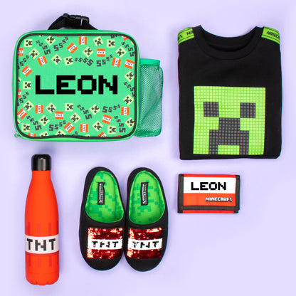 Minecraft Bottle avec paille 700ml – vert Pattern