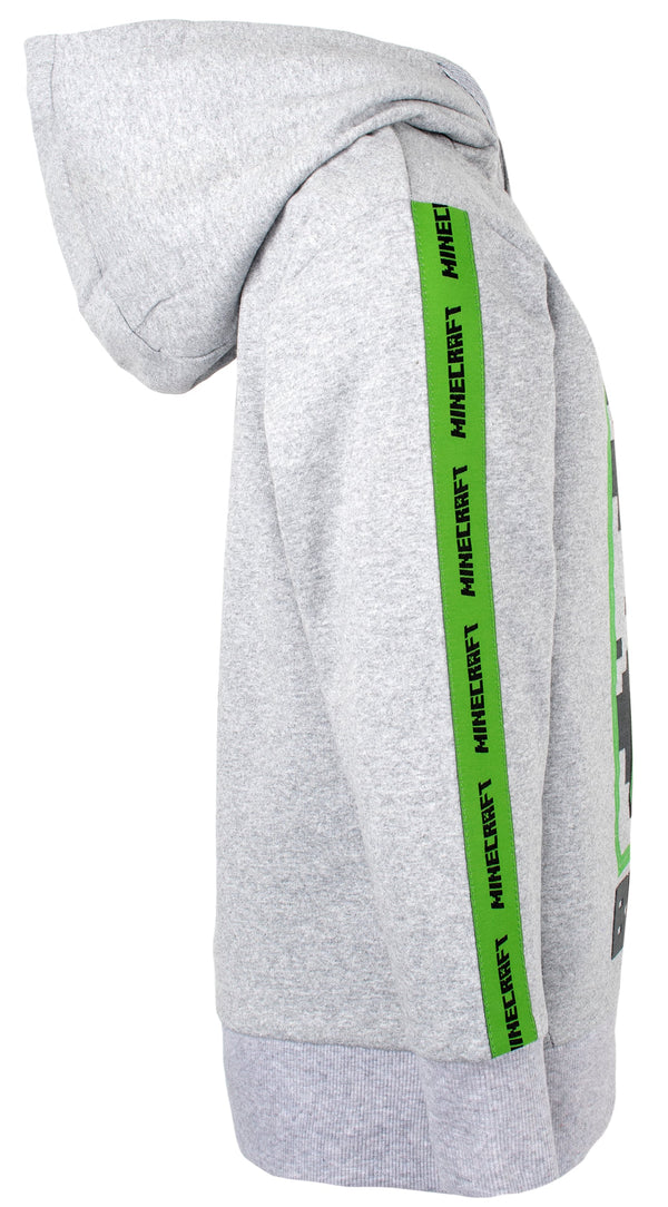 Sweat à capuche Minecraft – vert Creeper – gris