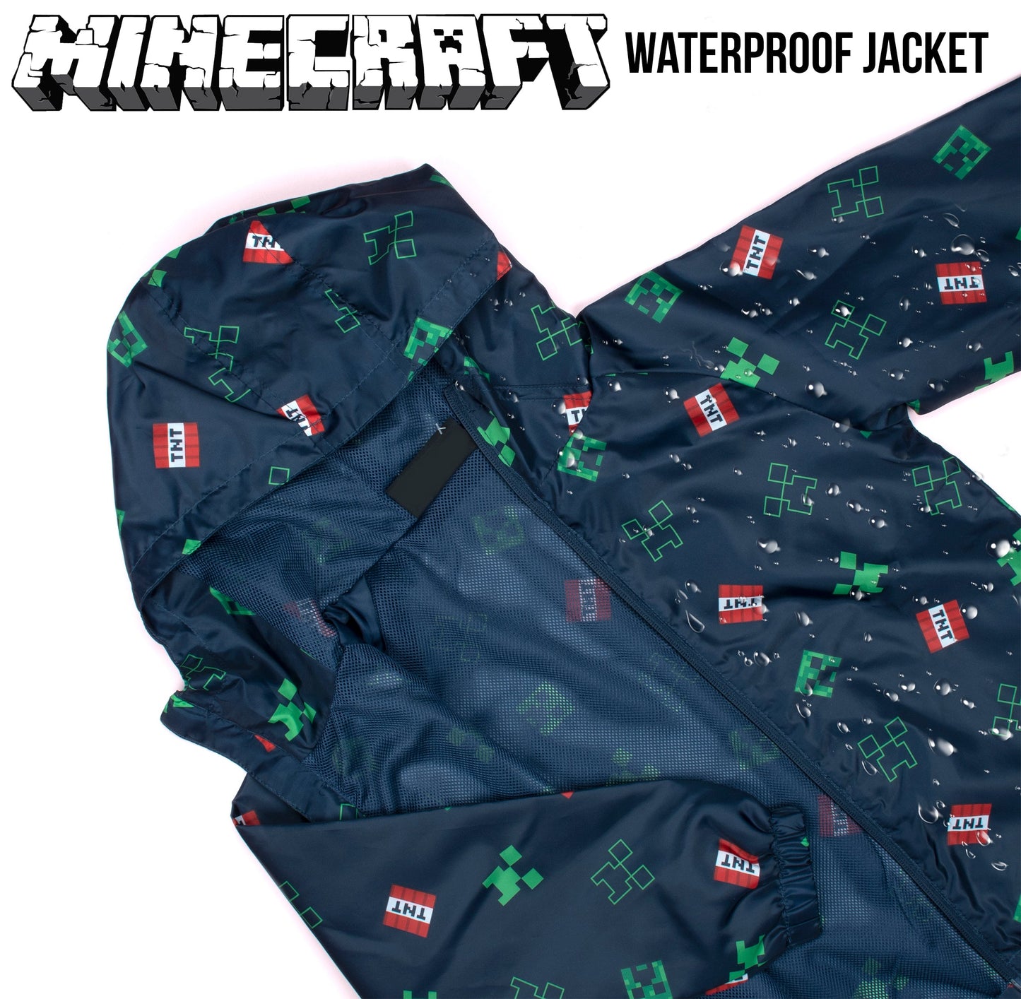 Minecraft Waterproof Jacket – Navy bleu
