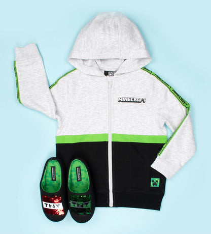 Minecraft Zipped Sweat à capuche – gris and noir