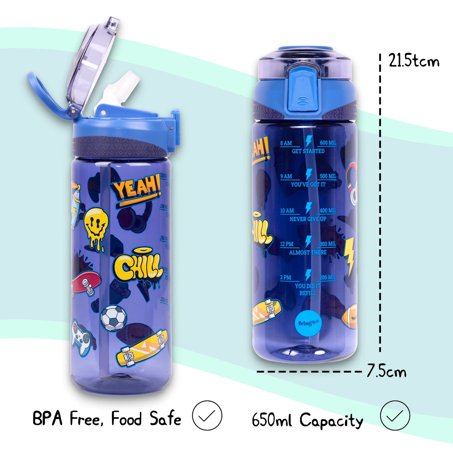 Gourde – Straw Bottle – Navy Doodle