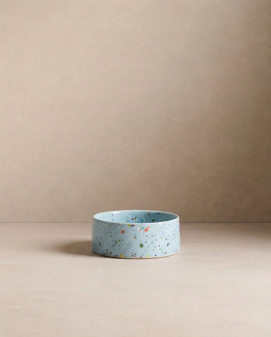 New Party Stoneware Pet Bowl 14cm 2 Pieces Set Soft Blue