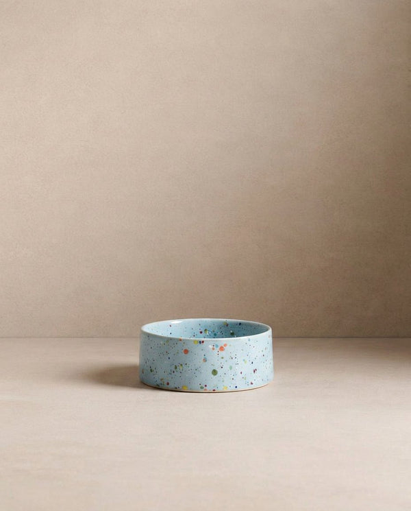 New Party Stoneware Pet Bowl 14cm 2 Pieces Set Soft Blue