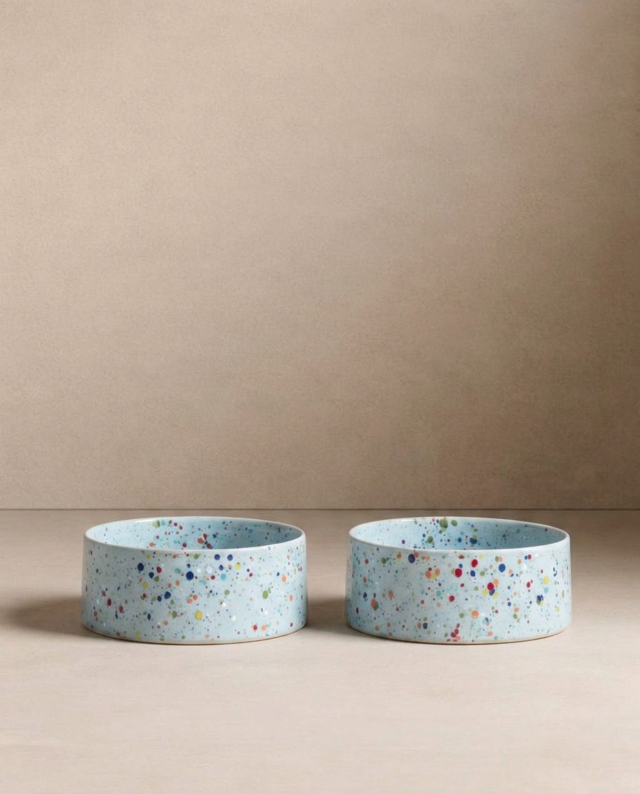 Lot de 2 gamelles New Party en grès 16,5 cm – Bleu doux