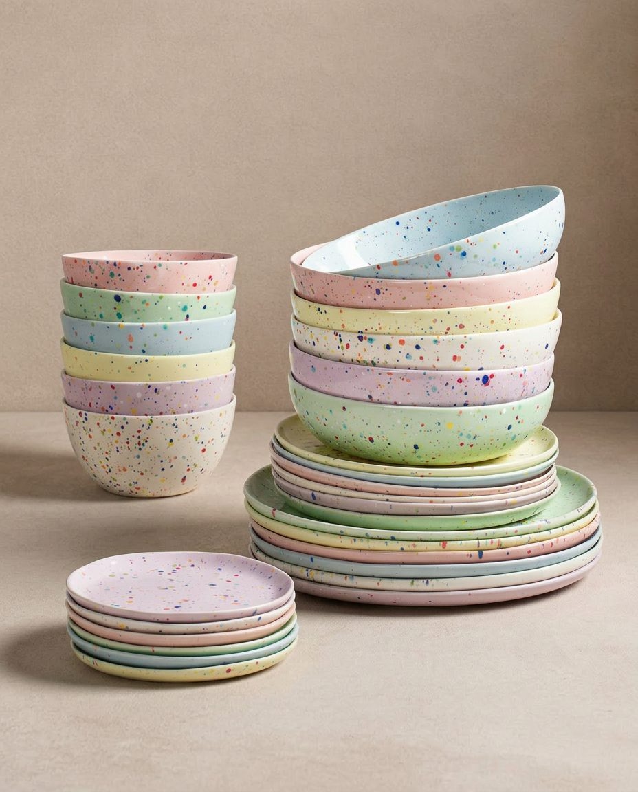 New Party Stoneware Set 30 Pieces Mixed Color