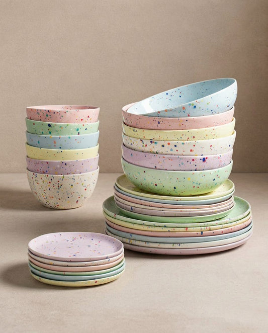 New Party Stoneware Set 30 Pieces Mixed Color