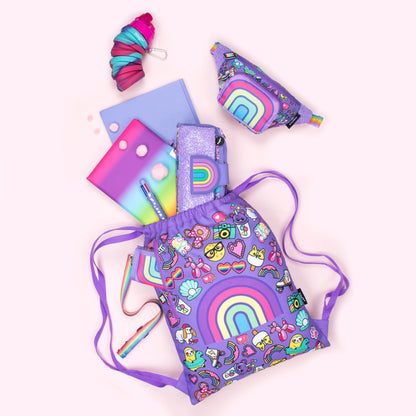 Sac à cordon avec bandoulière – arc-en-ciel Smile