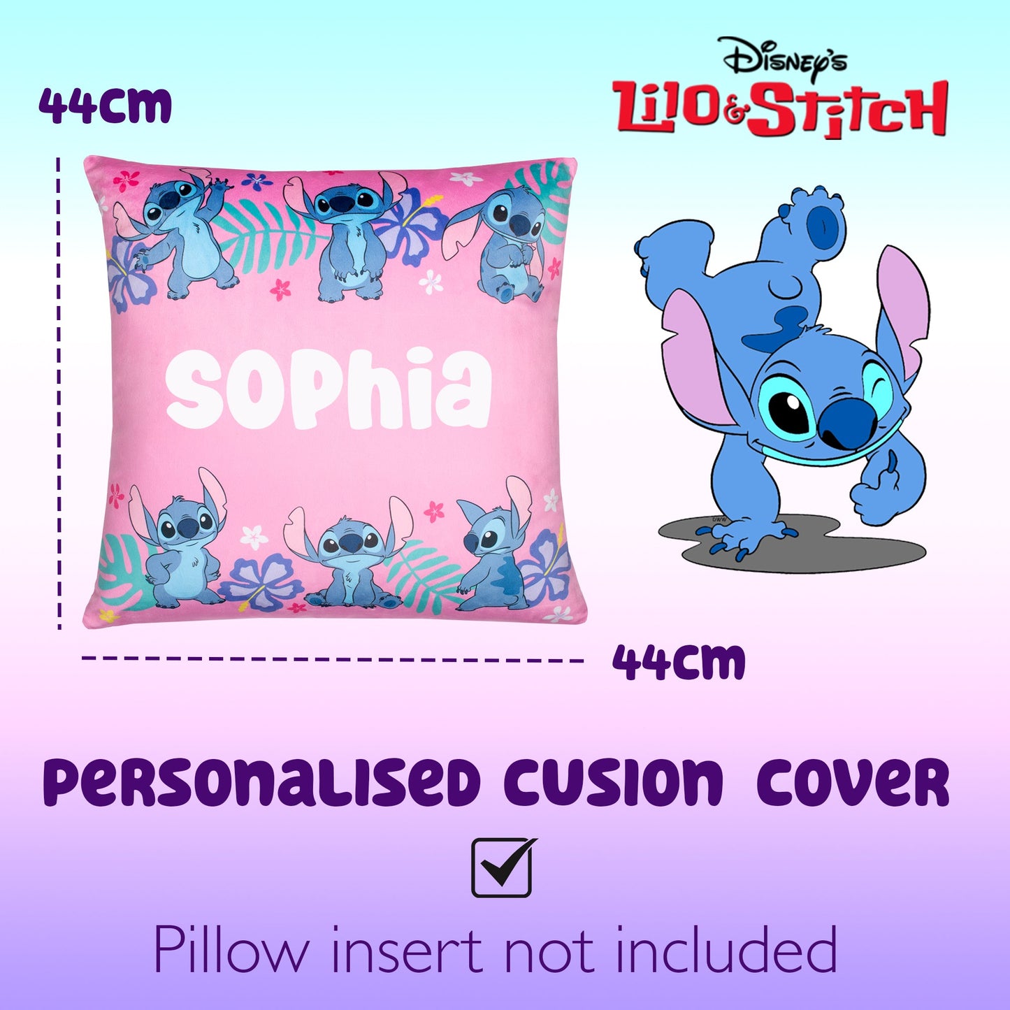 Disney Stitch Coussin Cover 44 x 44 cm Super Soft Pillow Case Gift fille Bedroom Home Décor