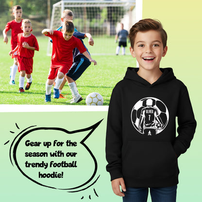 Fringoo football Sweat à capuche noir garçon Cotton Rich Soft Hooded Sweatshirt- football Ball noir