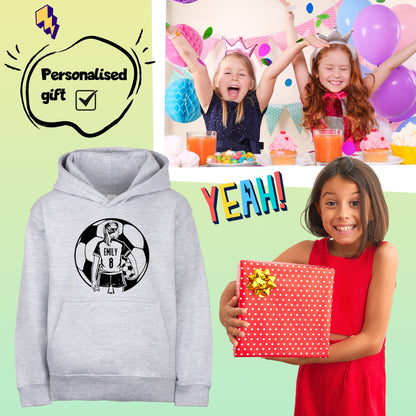 Fringoo football Sweat à capuche gris fille Cotton Rich Soft Hooded Sweatshirt- football Ball fille gris