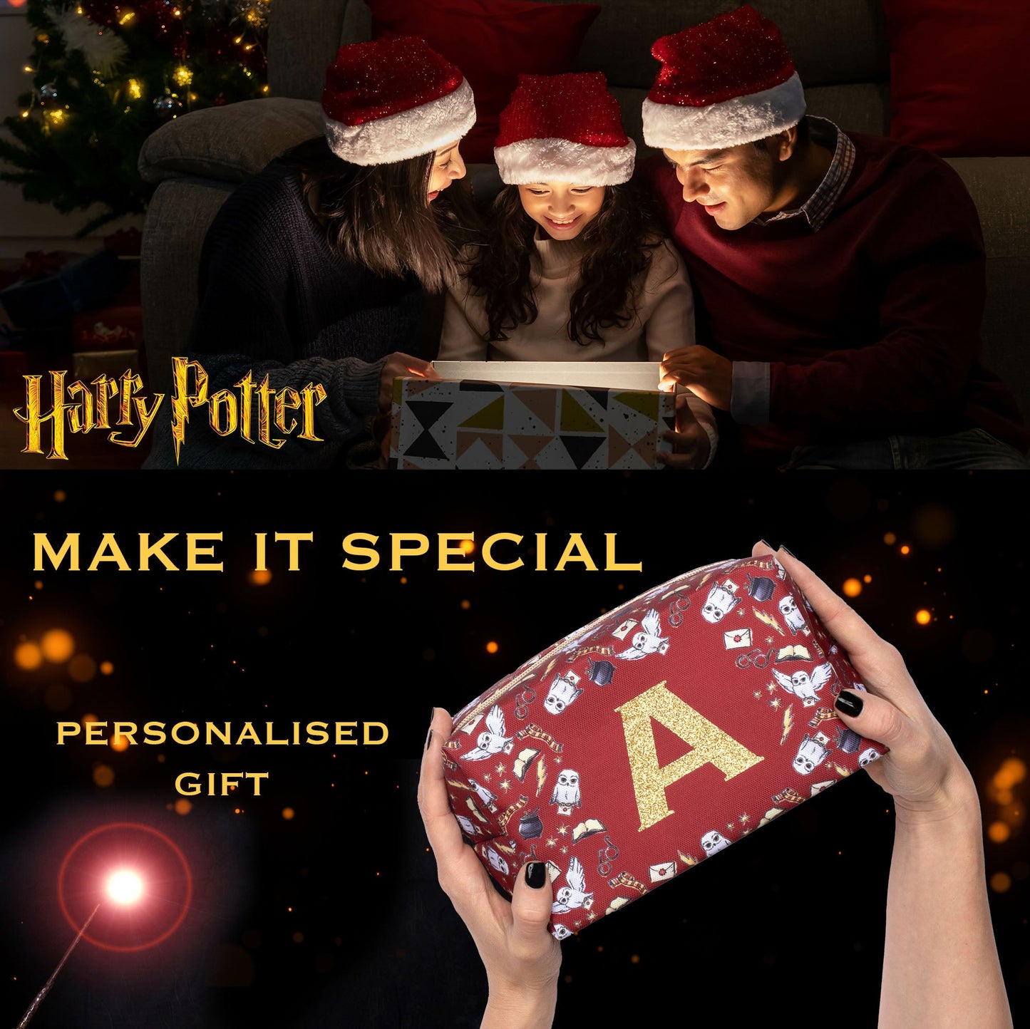 Personalized Harry Potter Makeup Bag - Glitter Letter