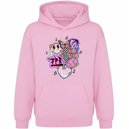 Fringoo Gymnastic Sweat à capuche for enfant Cotton Rich Soft Hooded Sweatshirt- Gymnastic Vibes-rose