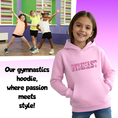 Fringoo Gymnastic Sweat à capuche for enfant Cotton Rich Soft Hooded Sweatshirt- Gymnast rose