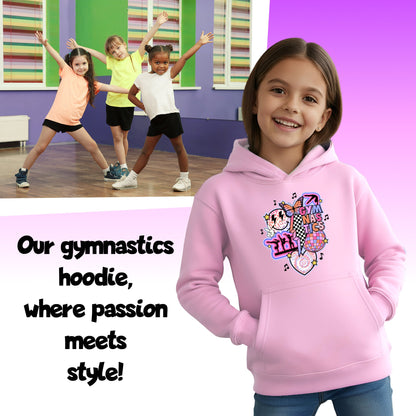 Fringoo Gymnastic Sweat à capuche for enfant Cotton Rich Soft Hooded Sweatshirt- Gymnastic Vibes-rose