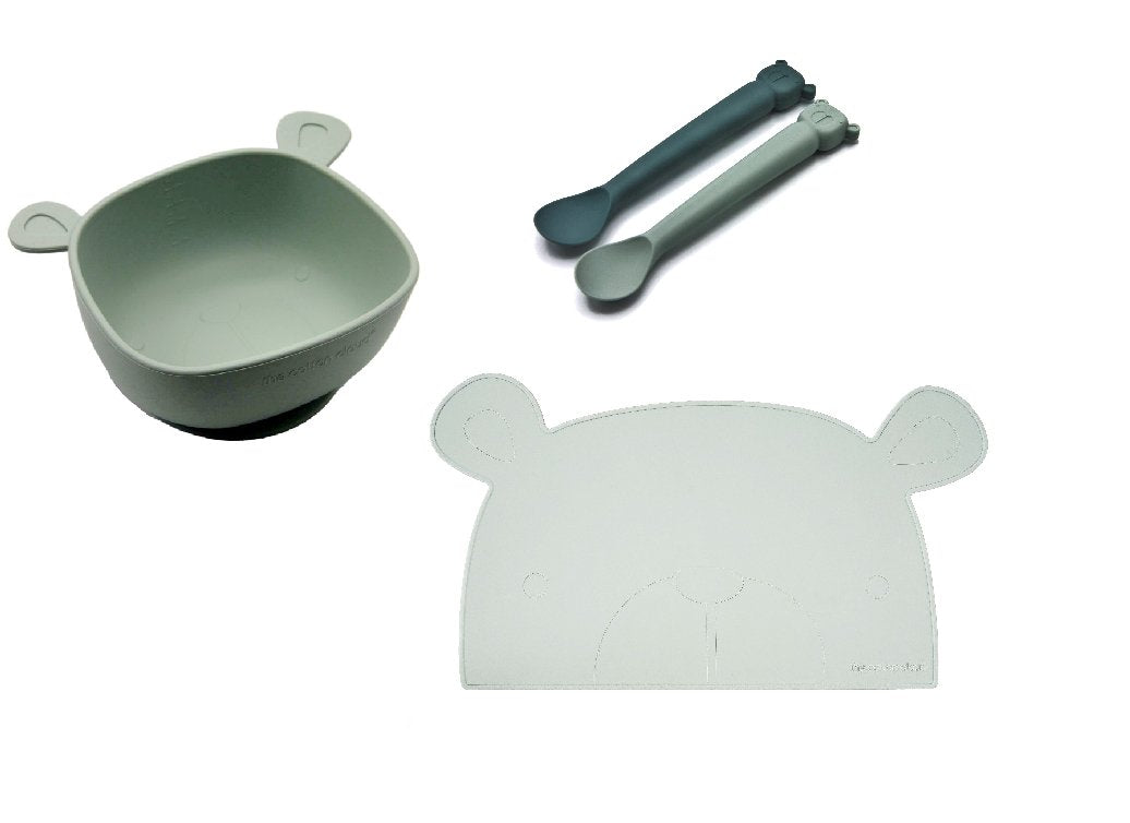 Platzset, Löffel und Esslernschüssel Set aus Silikon Iceberg