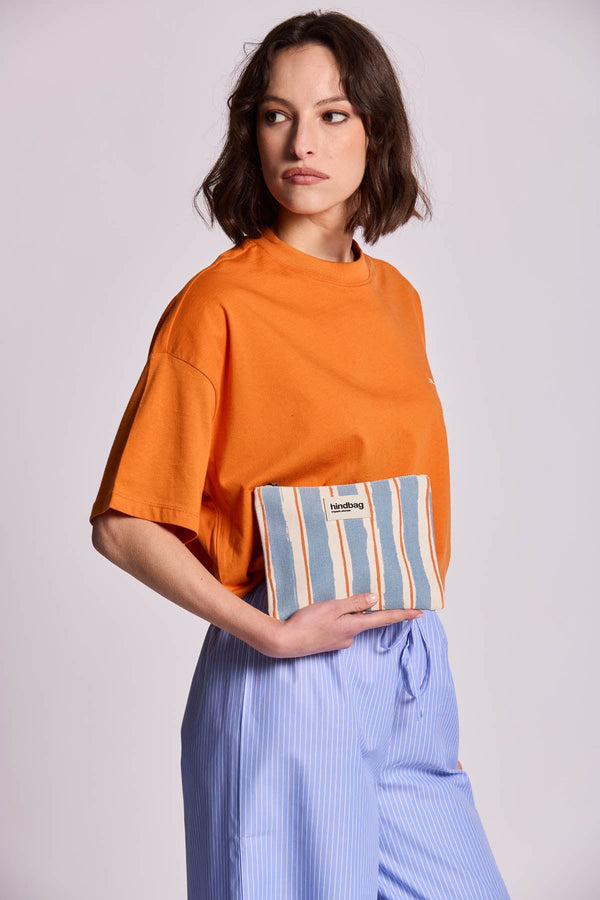 Pochette Lou Rayures Orange et Bleu