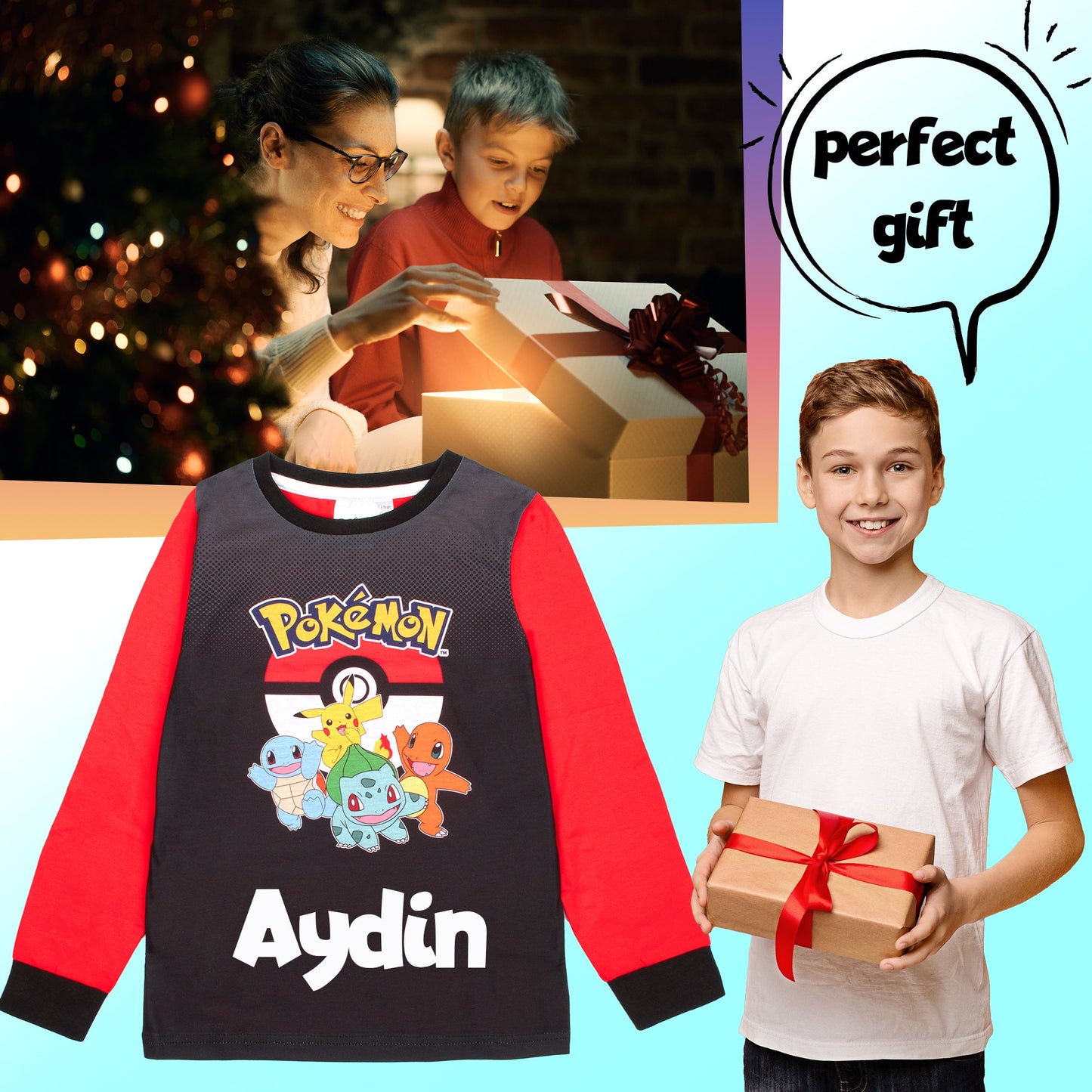 Pokémon – Long Sleeve Pyjamas – 100% Cotton, Soft & Warm Winter PJs