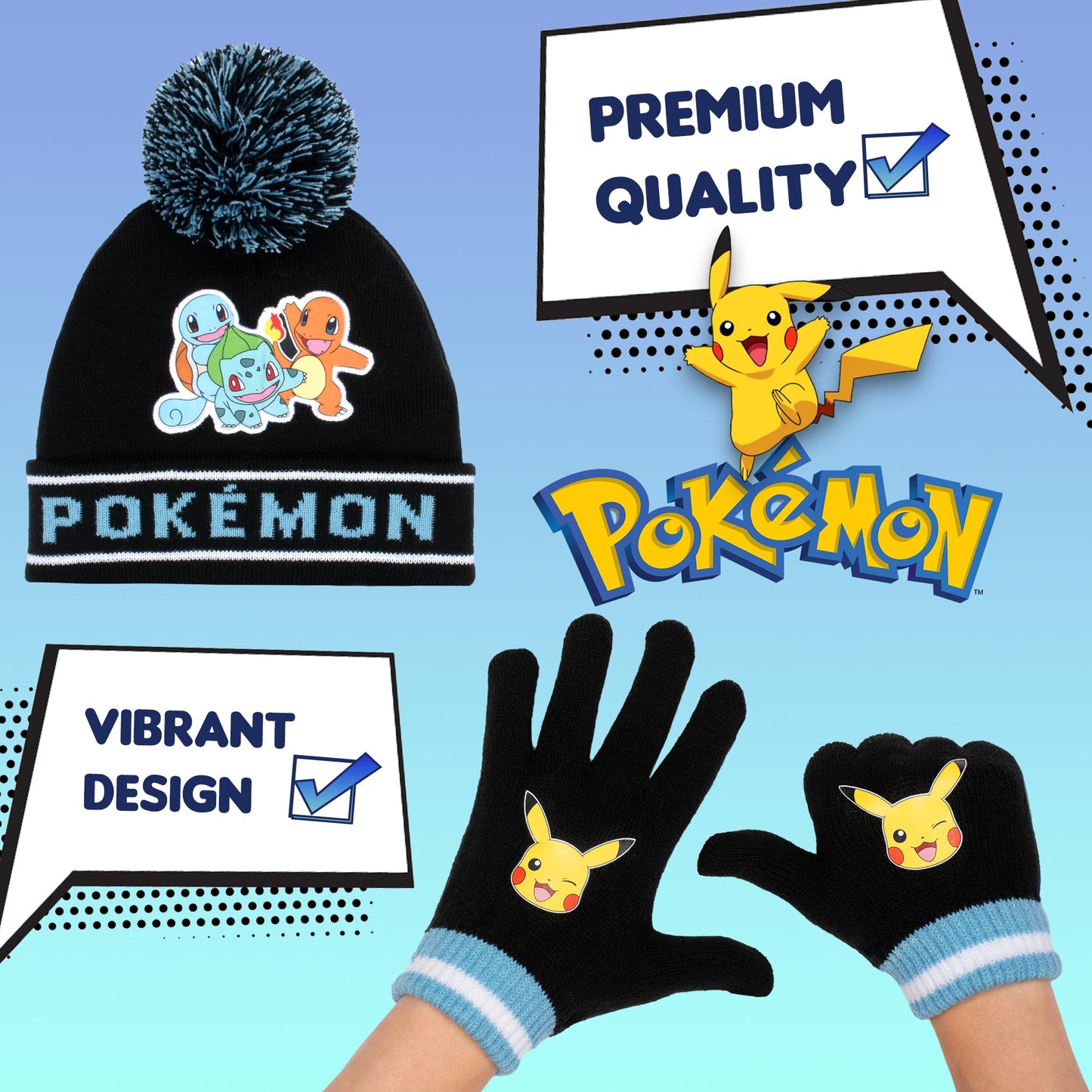 Ensemble bonnet et gants – Pokemon set