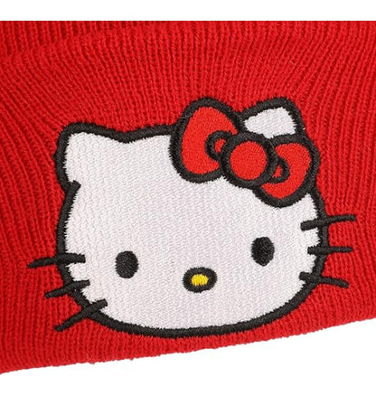 Bonnet rouge Hello Kitty en maille acrylique