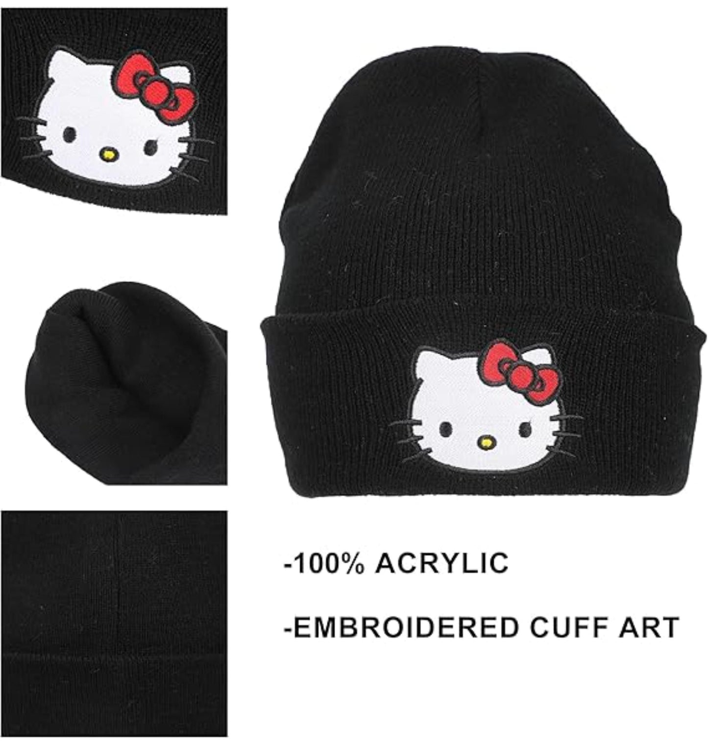 Bonnet noir Hello Kitty avec logo