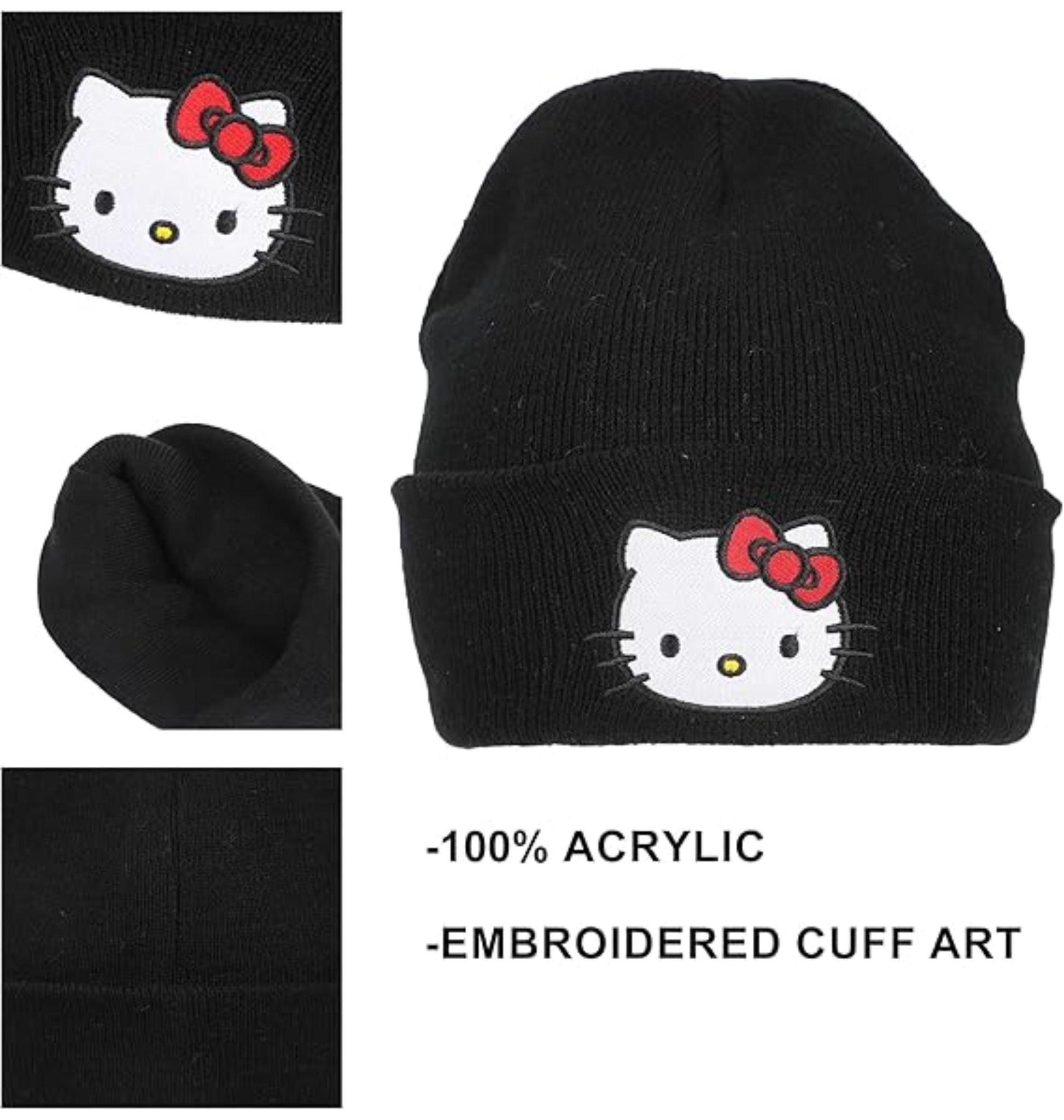 Bonnet noir Hello Kitty avec logo