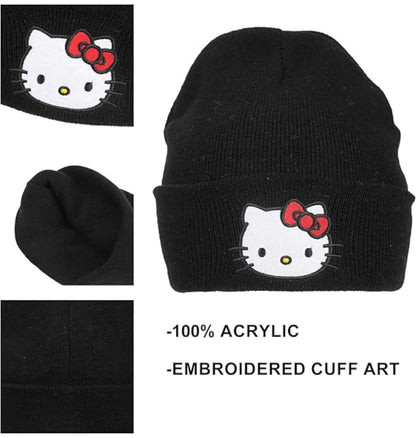 Bonnet noir Hello Kitty avec logo