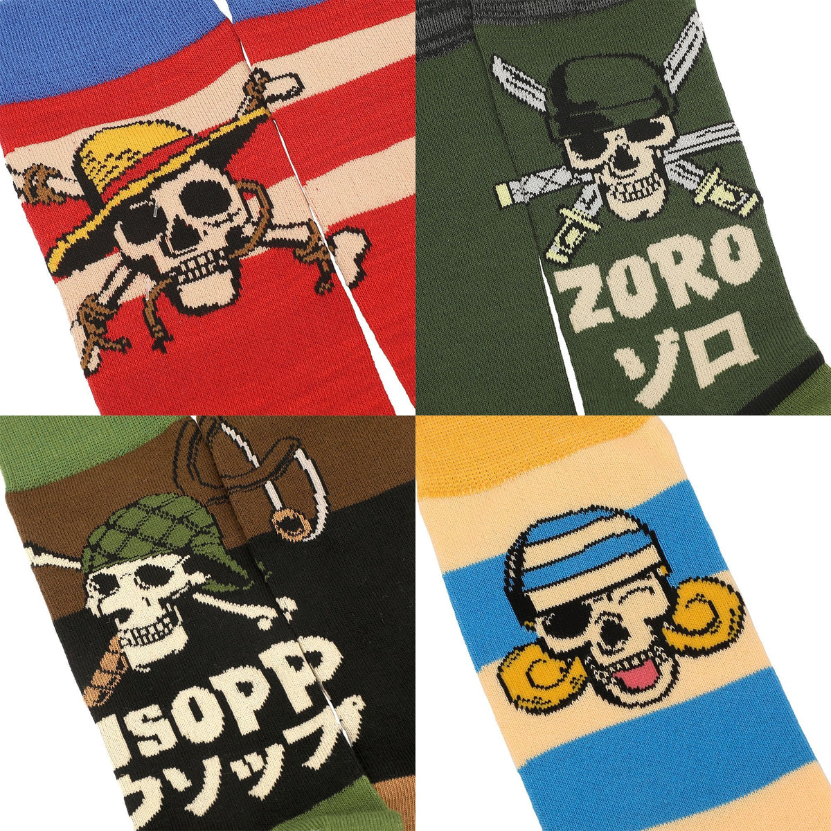 Lot de 5 paires de chaussettes One Piece – Luffy, Zoro, Nami, Usopp et Sanji
