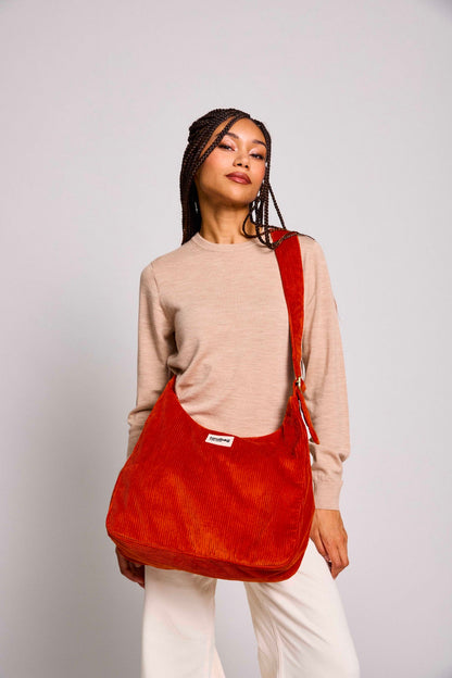 Sac hobo Claire Velours Brique