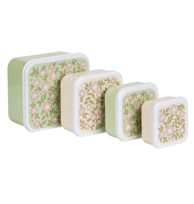 Lot de 4 Boîtes Repas et Goûter - Fleur