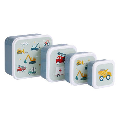 Lot de 4 boîtes repas et goûter - Véhicules – vue 3 – A Little Lovely Company