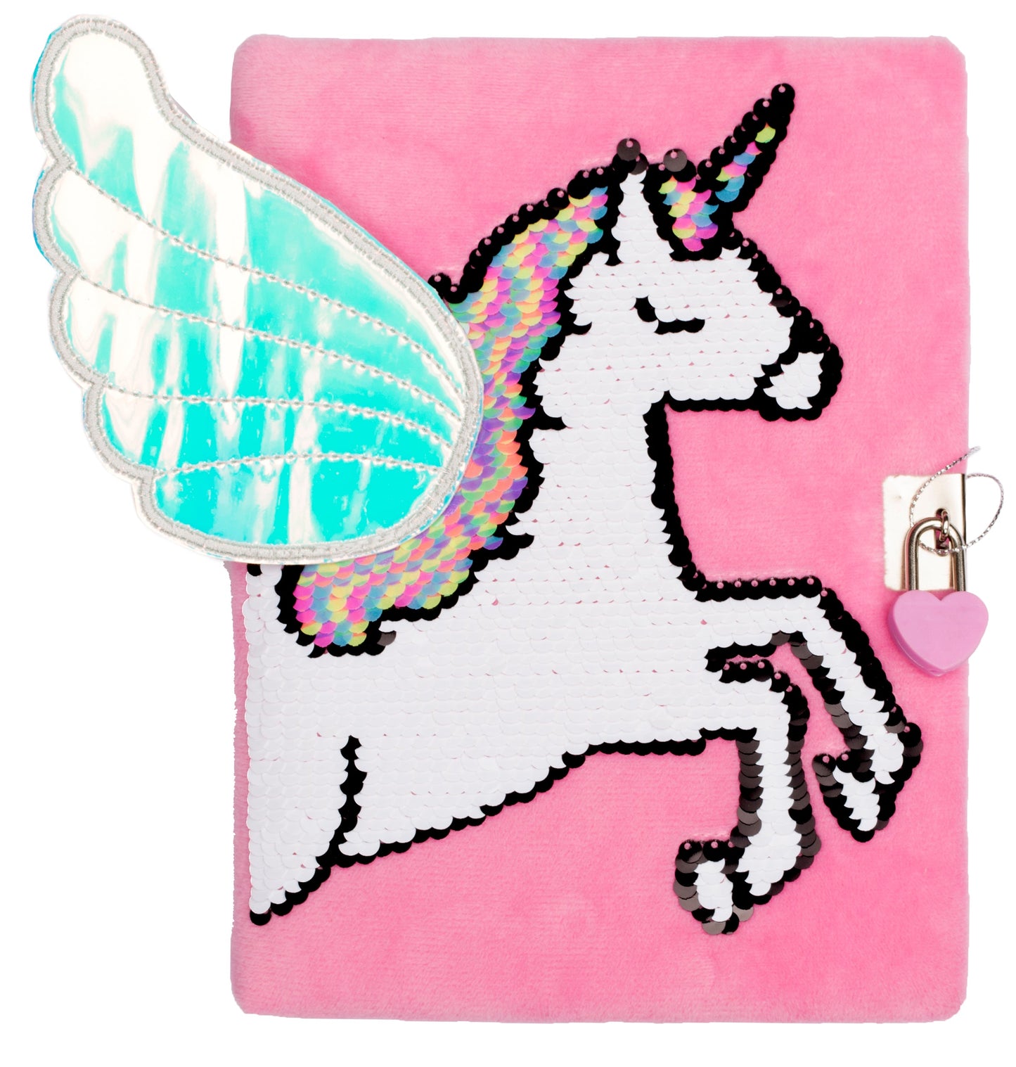 Carnet en peluche – 3D – rose licorne Wings