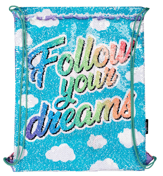 À sequins Drawstring Sac à dos – Follow Your Dreams